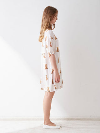  PIQUE Bear Motif T shirt Dress a Premium collection item of Loungewear and T-shirt Dress for Women at Gelato Pique USA.