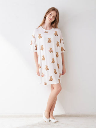  PIQUE Bear Motif T shirt Dress a Premium collection item of Loungewear and T-shirt Dress for Women at Gelato Pique USA.