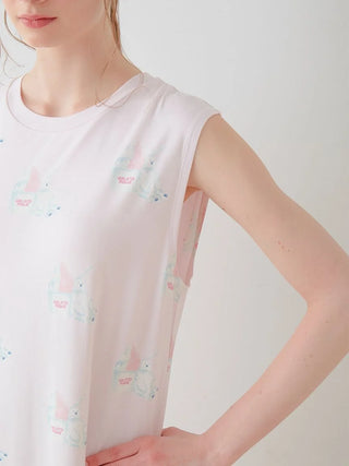 COOL Polar Bear Motif Sleeveless Maxi Dress in PINK, Women's Loungewear Dresses at Gelato Pique USA.