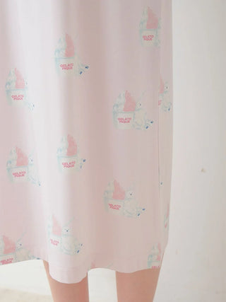 COOL Polar Bear Motif Sleeveless Maxi Dress in PINK, Women's Loungewear Dresses at Gelato Pique USA.