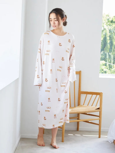 GOOD NIGHT BEAR Motif Loungewear Dress gelato pique