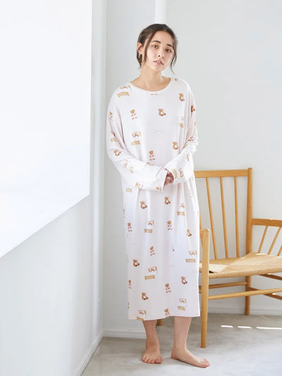 GOOD NIGHT BEAR Motif Loungewear Dress gelato pique