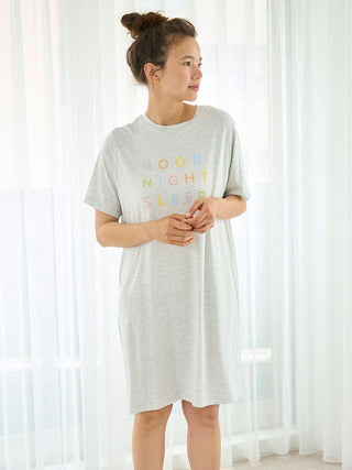 Colorful Logo Lounge Mini Dress in GRAY, Women's Loungewear Dresses at Gelato Pique USA.