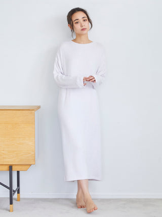 Snow Long Sleeve Lounge Midi Dress in LAVENDER, Women's Loungewear Dresses at Gelato Pique USA.