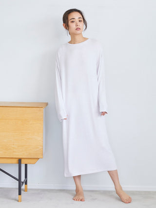 Snow Long Sleeve Lounge Midi Dress in LAVENDER, Women's Loungewear Dresses at Gelato Pique USA.