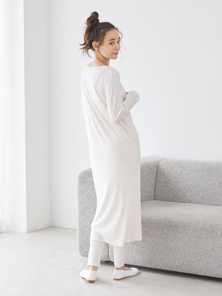 Star Print Lounge Ribbed Dress in OFF WHITE, Women's Loungewear Dresses at Gelato Pique USA.