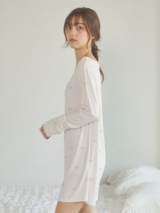 Model wearing off-white Gelato Pique USA romper with ribbed material, showcasing premium loungewear and sleepwear design.