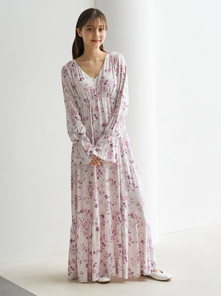 Floral Long Sleeve Dress with Built-In Bra