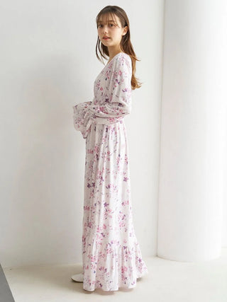 Floral Long Sleeve Dress with Built-In Bra