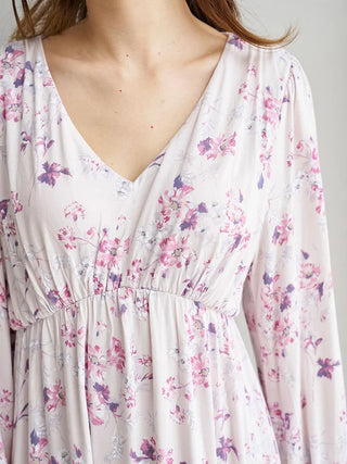 Floral Long Sleeve Dress with Built-In Bra