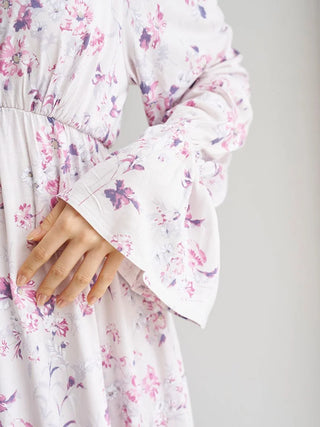Floral Long Sleeve Dress with Built-In Bra