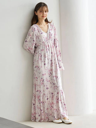 Floral Long Sleeve Dress with Built-In Bra