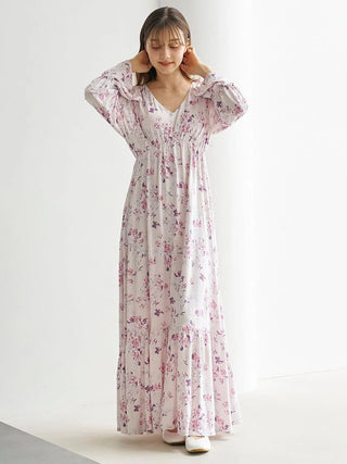 Floral Long Sleeve Dress with Built-In Bra