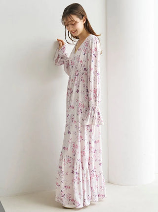 Floral Long Sleeve Dress with Built-In Bra