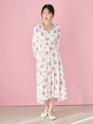 Cherry Blossom Long-sleeved Dress With Built-in Cup