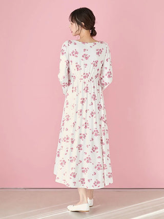 Cherry Blossom Long-sleeved Dress With Built-in Cup