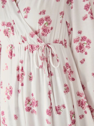 Cherry Blossom Long-sleeved Dress With Built-in Cup