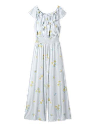 Plumeria Cool Rayon Jumpsuit With Built-in Bra