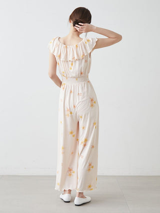 Plumeria Cool Rayon Jumpsuit With Built-in Bra