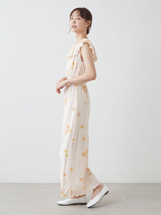 Plumeria Cool Rayon Jumpsuit With Built-in Bra