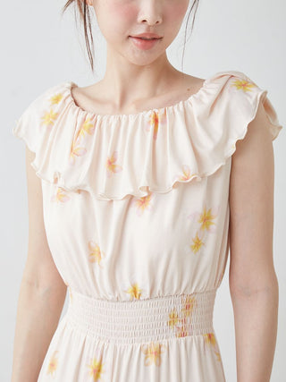Plumeria Cool Rayon Jumpsuit With Built-in Bra