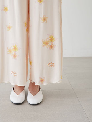 Plumeria Cool Rayon Jumpsuit With Built-in Bra