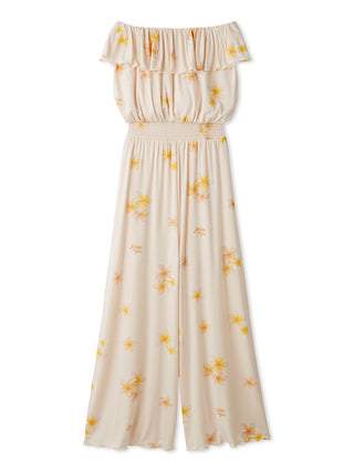 Plumeria Cool Rayon Jumpsuit With Built-in Bra