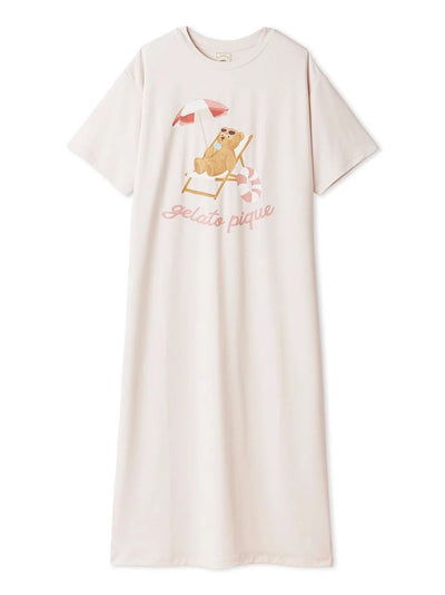 Cool-to-touch Summer Bear One-point Printed Dress gelato pique