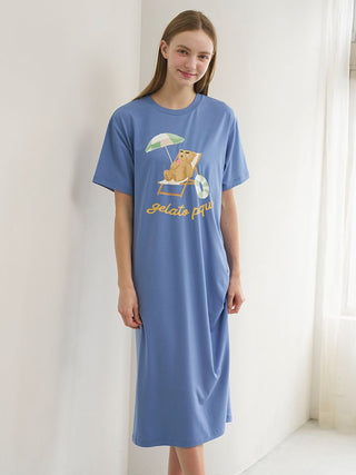 Cool-to-touch Summer Bear One-point Printed Dress
