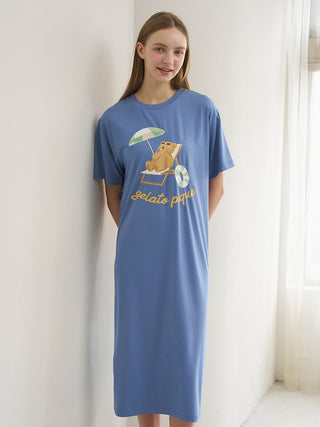 Cool-to-touch Summer Bear One-point Printed Dress