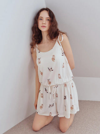 Cool-to-touch Fashionable Cats & Dogs Romper With Built-in Bra