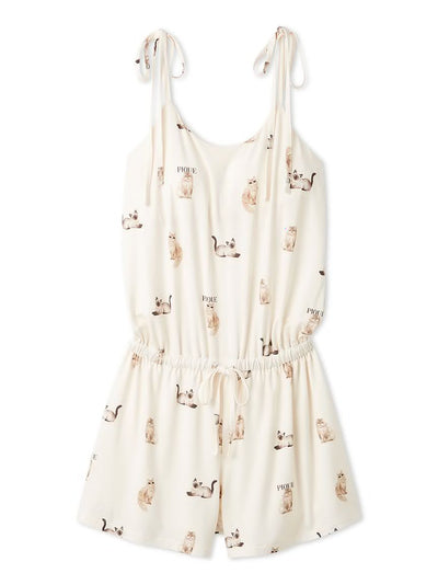 Cool-to-touch Fashionable Cats & Dogs Romper With Built-in Bra gelato pique
