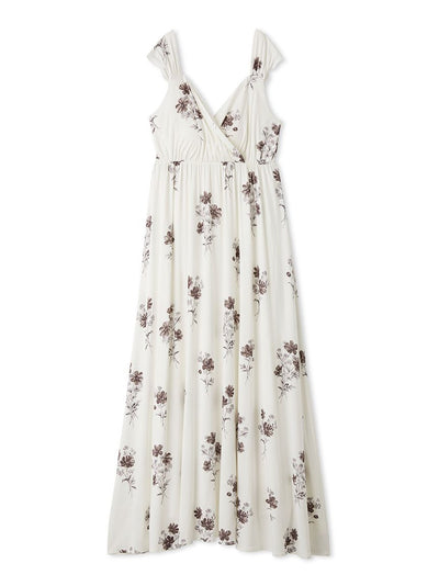 Cool Rayon Cosmos Printed Wrap Dress With Built-in Bra gelato pique