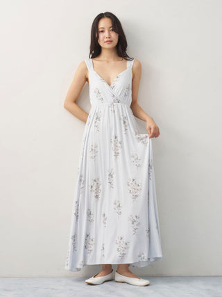 Cool Rayon Cosmos Printed Wrap Dress With Built-in Bra