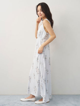 Cool Rayon Cosmos Printed Wrap Dress With Built-in Bra