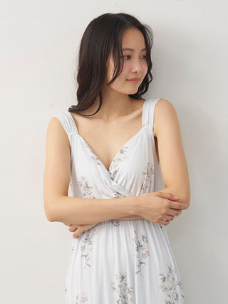 Cool Rayon Cosmos Printed Wrap Dress With Built-in Bra
