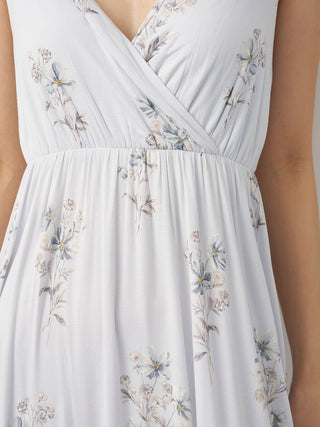 Cool Rayon Cosmos Printed Wrap Dress With Built-in Bra
