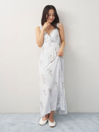 Cool Rayon Cosmos Printed Wrap Dress With Built-in Bra