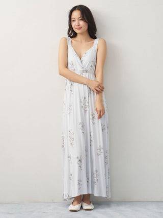 Cool Rayon Cosmos Printed Wrap Dress With Built-in Bra