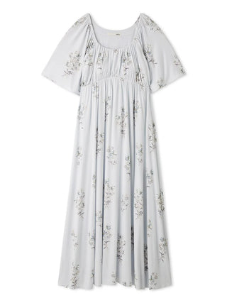 Cool Rayon Cosmos Printed Flare Sleeve Dress with Built-In Bra