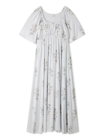 Cool Rayon Cosmos Printed Flare Sleeve Dress with Built-In Bra gelato pique