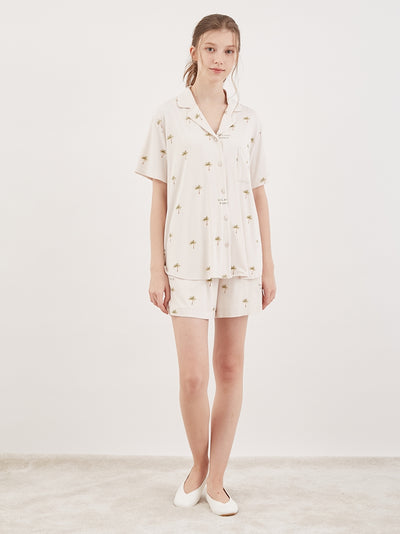 Summer Motif Pattern Pajama Shorts gelato pique