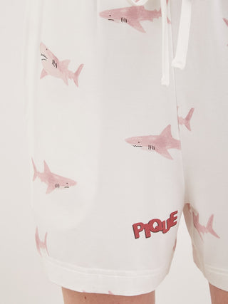 Shark Pattern Lounge Short - Gelato Pique