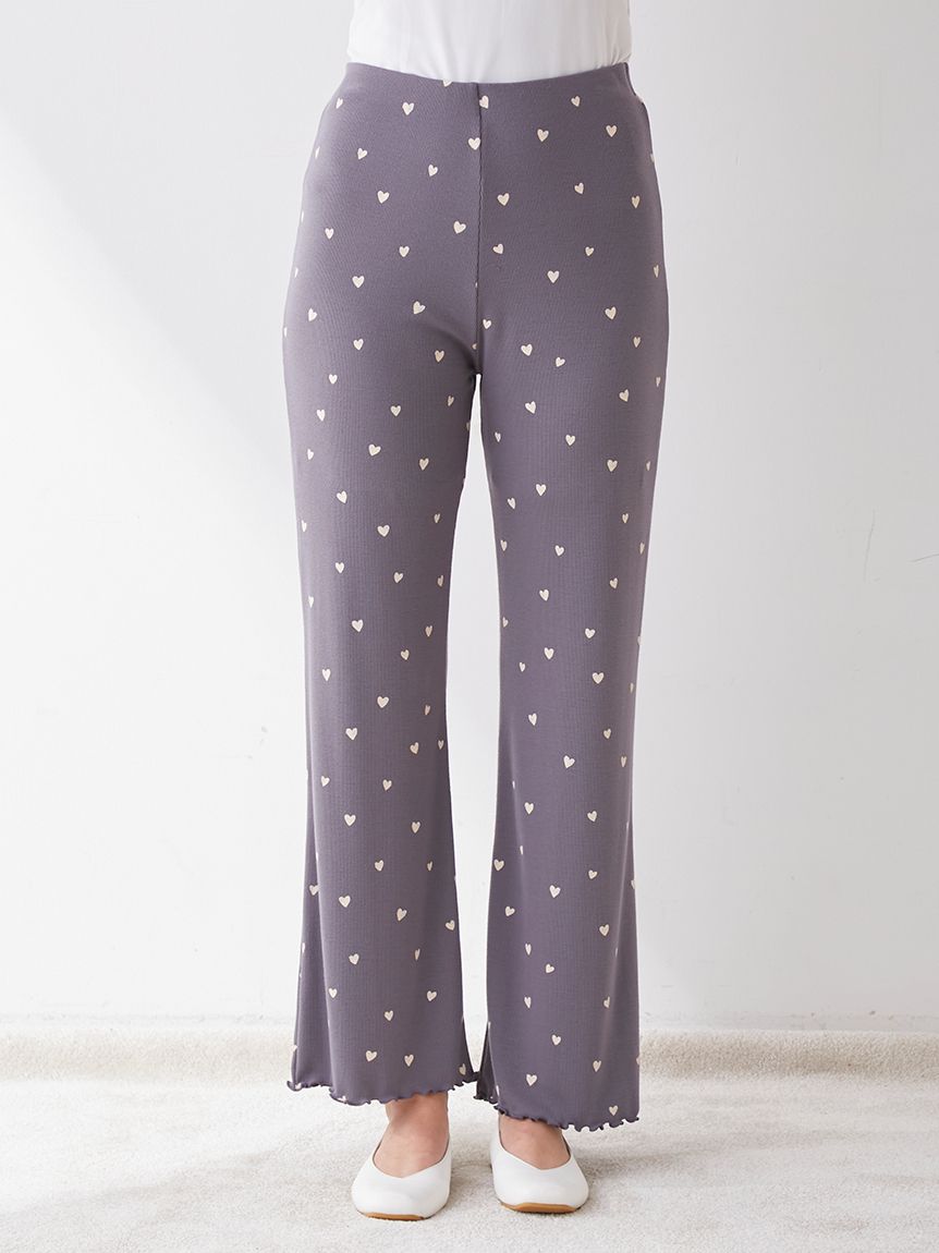 Heart Pattern Ribbed Sleepwear Pants