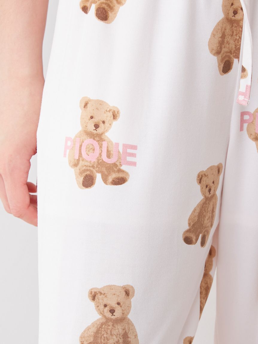 PIQUE Bear Motif Pajama Pants