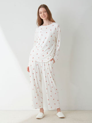 Fruit Pattern Pajama Pants in off white, Women's Loungewear Pants Pajamas & Sleep Pants at Gelato Pique USA. 