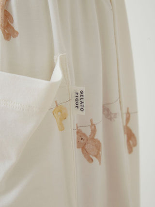 2024 Antibacterial Deodorizing Laundry Bear Pattern Lounge Shorts in off white, Women's Loungewear Shorts at Gelato Pique USA.