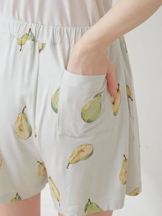 Fruit Pattern Lounge Shorts in GREEN, Women's Loungewear Shorts at Gelato Pique USA.
