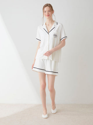 COOL Rayon Pajama Shorts in OFF WHITE, Women's Loungewear Shorts at Gelato Pique USA.