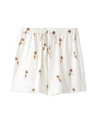 Ice Cream Print Lounge Shorts in CREAM, Women's Loungewear Shorts at Gelato Pique USA.